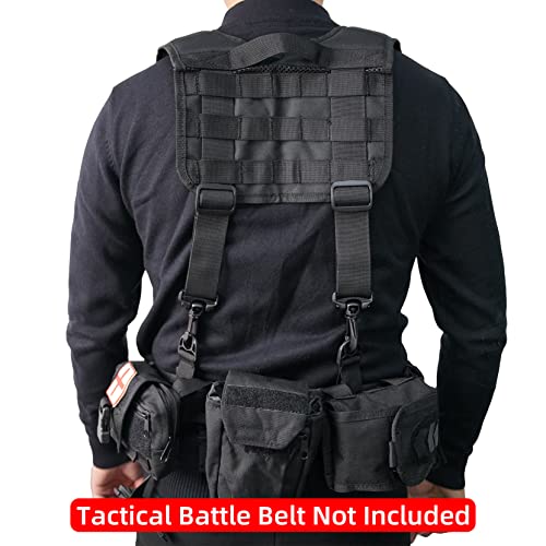MELOTOUGH Tactical Outdoor H-Harness Duty Belt Suspenders Black,Electrical Tape Holder Tape Thong with Trigger Snap Hook Electrical Tape Strap for Tool Bag, Tool Backpack, Tool Belt
