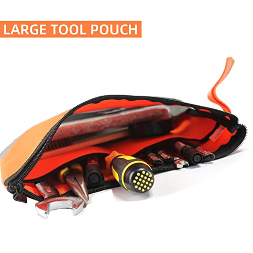 MELOTOUGH Multi Small Tool Pouch Small Tool Bag Zipper Bag Zipper Pouches + Utility Canvas Zipper Tool Bag - Fastener Bag Heavy Duty Mesh Window, Hanging Grommets