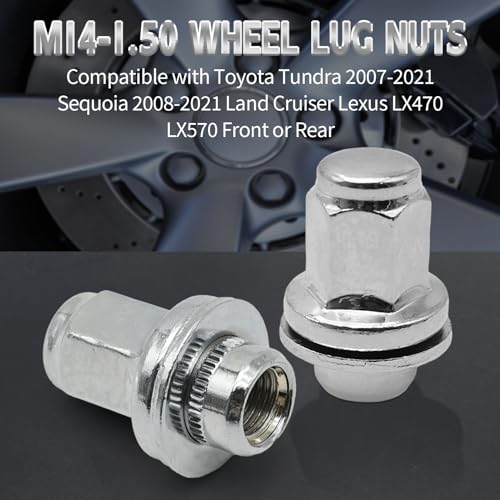 5PCS M14-1.50 Wheel Nut Replacement Front and Rear 9-1000371, 9094201103, 90942-01103, 90942A1001, 611-277, 611-2771, 6112771, 910003 Compatible with Toyota Tundra 2007-2021 (Pack of 2) Medium (Pack of 2)