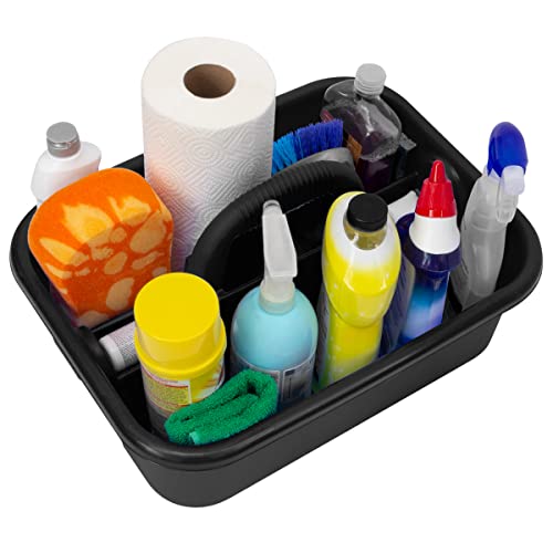 Akro-Mils 09185 Plastic Tote Tool & Supply Cleaning Caddy with Handle, 18-3/8-Inch x 13-7/8-Inch x 9-Inch, Black 1