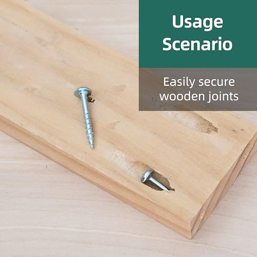 #8 Pocket Hole Screws 2-1/2 Inch, 300Pcs #8 x 2-1/2 Anti-Rust Zinc Plated Pocket Screws, Self-Tapping Tip Square Drive Wood Screw for Furniture with 150mm Drill Bit #8 x 2-1/2" Silver 300