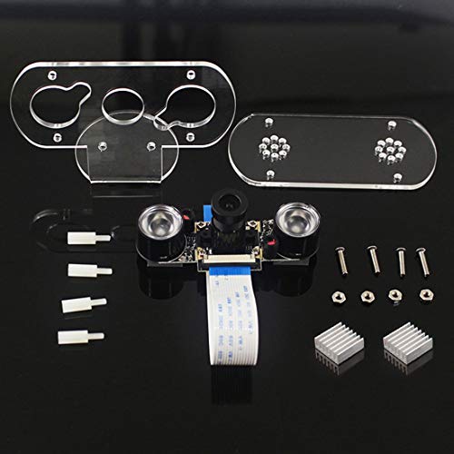 Hailege 5MP Raspberry Pi Camera, Adjustable-Focus, Night Vision, 1080p Video, for Raspberry Pi 3B/3B+, 2B B+, with Case