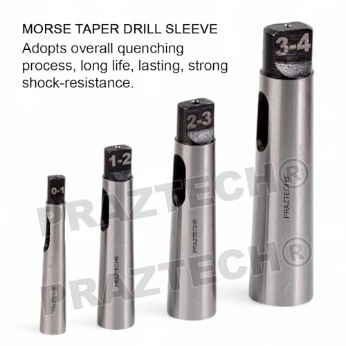 PRAZTECH® 4pcs Morse Taper Drill Sleeve Reducing Adapter for Lathe Milling | MT1 to MT0, MT2 to MT1, MT3 to MT2, MT4 to MT3 | Taper Shank Drill Reamers Reducing