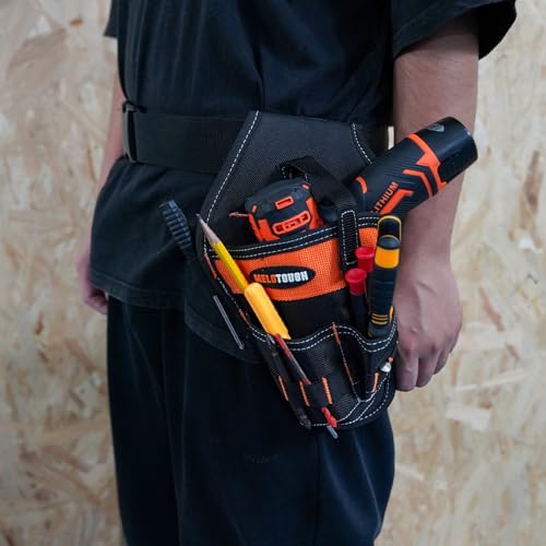 MELOTOUGH Tradesman Pro Drill Pouch for Tool Belt Left Handed Belt Cordless Drill Holder,Stainless Steel Drill Belt Holder,Drill Holder for Tool Belt,Drill Holster