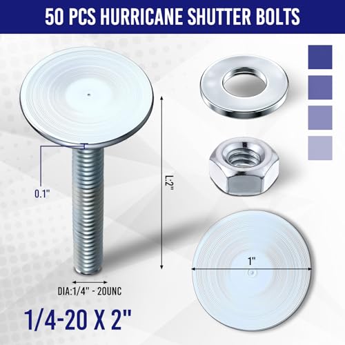 LEIFIDE 50 Set Elevator Bolts 1/4-20 x 2 Inch High Strength Flat Head Bolts with Nuts and Flat Washers Galvanized Steel for Several Uses (Silver) Silver