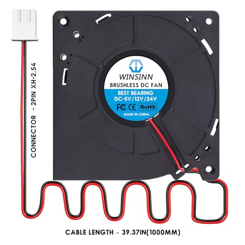 WINSINN DC 120mm Blower Fan 24V 12032 Dual Ball Bearing Brushless Cooling Turbine Turbo 120x32mm 2PIN