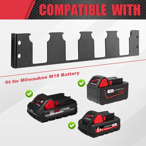Battery Holder and Magnetic Tool Holder Strip Fit for Milwaukee Packout Rolling Toolbox