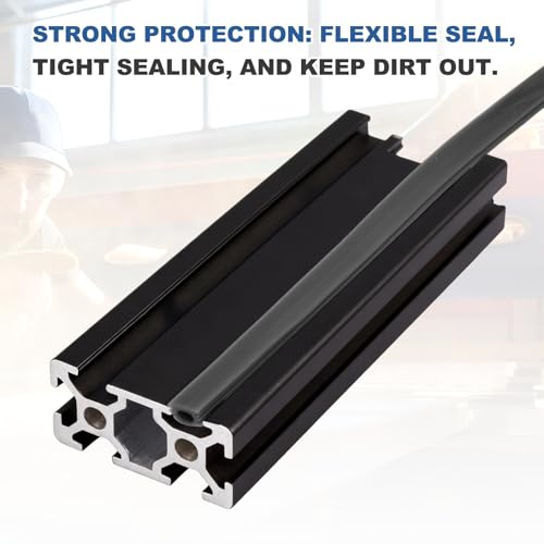sourcing map 10m / 32.8ft Aluminum Extrusion T Slot Cover Flat Seal, Protection Dust Strip Bracket Insert for 8mm Slot 3030, 4040 Series Aluminum Profile 3D Printer Accessories, 1 Pack(Black) Black 10m x 8mm