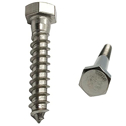 3/8" X 3" - 304 Grade Stainless Steel lag screws, Hex head fasteners, stainless steel screw. Use as Construction, wood, metal, lag screw or mounting screws fasteners lag bolts. Heavy duty screws. (50)