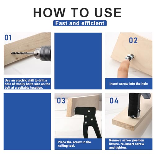 Molly Bolts for Drywall Plaster Walls (0.01"-0.19"), 40 PCS in 4 Sizes, Heavy Duty Hollow Wall Anchors with Setting Tool