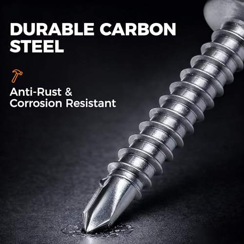 300 PCs #10 x 1-1/2 Truss Head Sheet Metal Screws - M4.8 x 38 Zinc Plated Phillips Drive Carbon Steel Wide Head Screws for Thin Metal #10x1-1/2" Silver 300