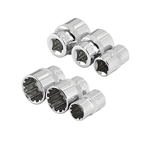 NEIKO 02488A 3/8" Drive Universal 6 Point Metric Socket Set, 18 Piece Universal Mechanic Spline & SAE, Cr-V Steel Low Profile, Spline Bit, 3/8 Universal Spline