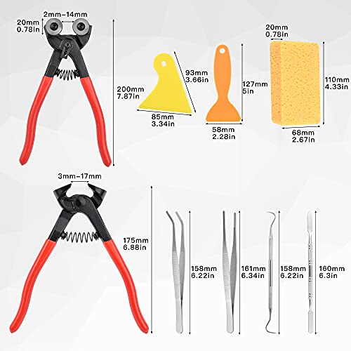 19 Pcs Mosaic Tools Kit, Tile Nippers Glass Mosaic Cutter for Stained Glass