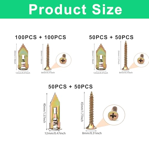 Self-Drilling Drywall Anchors Expansion Screws 400PCS,No Drill Holes 400