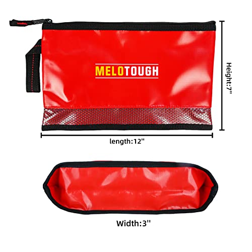 MELOTOUGH Multi Small Tool Pouch Small Tool Bag Zipper Bag Zipper Pouches + Waterproof Material 12 inch Zipper Tool Pouch 2 Pack, Multipurpose Tool Bag Carry Case For Small Tools - Storage Pouches