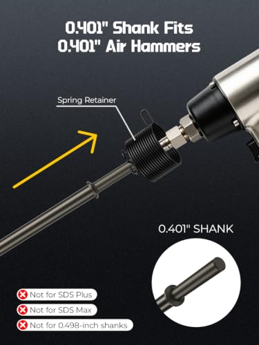 AZUNO 4-Piece 17.5-Inch Long Reach Air Hammer Chisel Set, 0.401" Shank