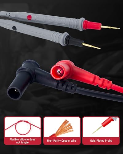 KAIWEETS HT118A/HT118E Multimeter Case and KAIWEETS Silicone Multimeter Test Leads with Gold-Plated Probes, 48 inch Long