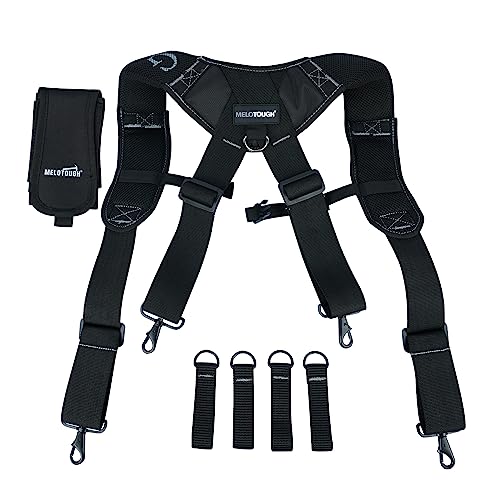 Magnetic Suspenders Tool Belt Suspenders with Large Moveable Phone Holder + Work Belt Suspender Tool Belt Suspenders Bag Suspenders for Men Heavy Duty with Gel Shoulder Pad