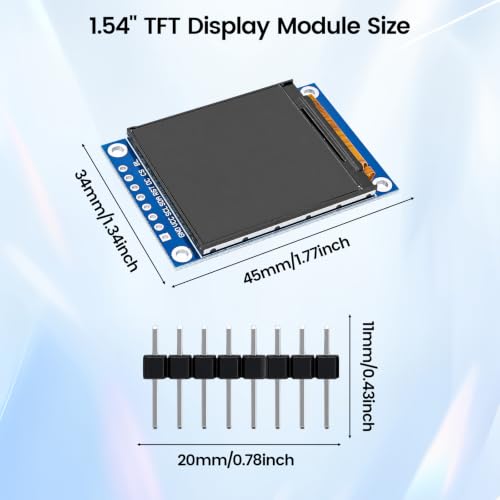 1.54 Inch TFT LCD Screen Module Ulegqin HD IPS LCD Display with Driver IC 7789 Colour Display Resolution 240 x 240 SPI Interface Compatible with Arduino