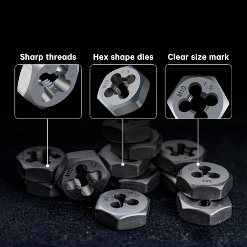 ROTATION 39-Piece Metric Tap and Die Set, M3-M12 Thread Repair Kit