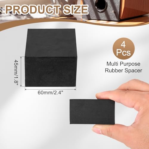 PATIKIL Rubber Solid Anti-Vibration Pads, 4 Pcs 60mm x 45mm Thick Rubber Square Washers Multi-Purpose Gasket Pad Bushings Spacer for HVAC Compressor Air Conditioner, Black