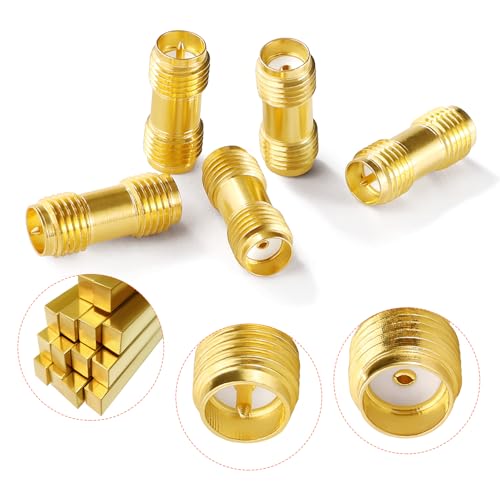 SMA Female to RP-SMA Female Plug Connector, RF Coaxial Adapter, for 2G 3G 4G LTE Antenna, Router, Pack of 5 SMA Female to RP-SMA Female