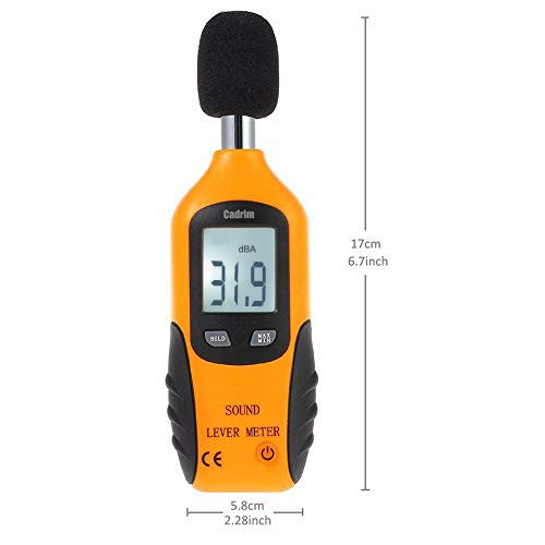 Cadrim Digital Sound Level Meter, Portable Sound Level Meter 30dB to 130dB Decibel Meter with LCD Display Can Be Used for Factories and Streets