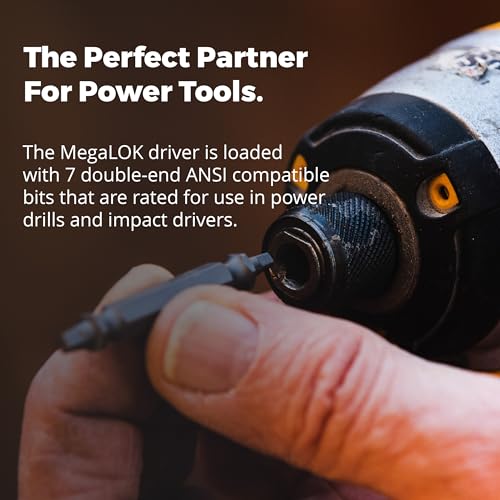 MEGAPRO® 14-in-1 MegaLOK™ Multi-Bit Screwdriver | Quick-change Chuck | ANSI Compatible bits can be used in your impact driver |