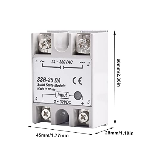 diymore Solid State Relay Module with Plastic Cover, SSR-25DA 3-32V DC Input 24-380V AC Output Pack of 2 2PCS 25DA
