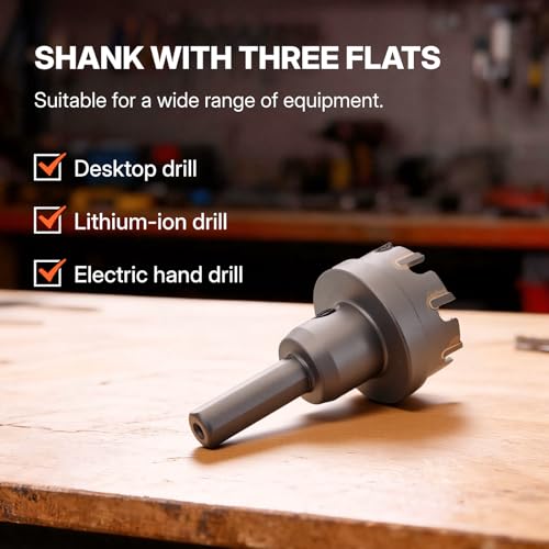 BLACK CANYON 4-1/2" Carbide Hole Cutter, 4.5 Inch Hole Saw Carbide Tipped with 3-Flat Shank – Heavy Duty Spring-Loaded Pilot Bit for Extra-Large Metal Drilling 4-1/2"