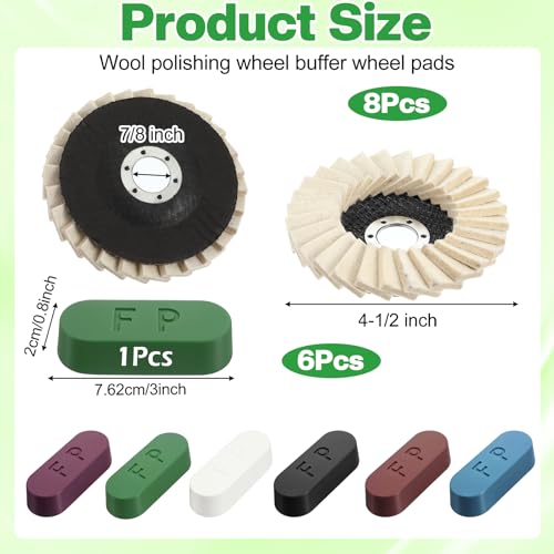 14 Pcs Wool Polishing Wheel Disc and Polishing Compounds Set