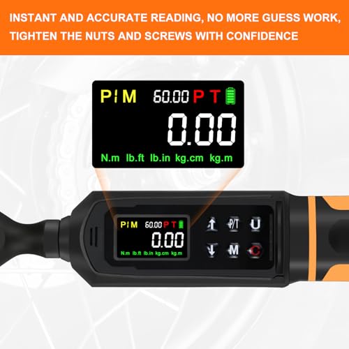 Uharbour 3/8" Drive Digital Torque Wrench 0.66-44.29 Ft.lbs/0.9-60Nm 3/8" Drive 1-60 Nm