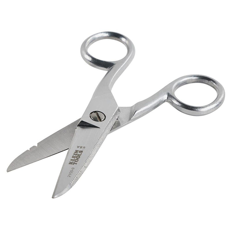 Klein Tools 2100-9 Stainless Steel Electrician's Scissors with Stripping Notches, 5-1/4-Inch (Pack of 2) 1 Count (Pack of 2)
