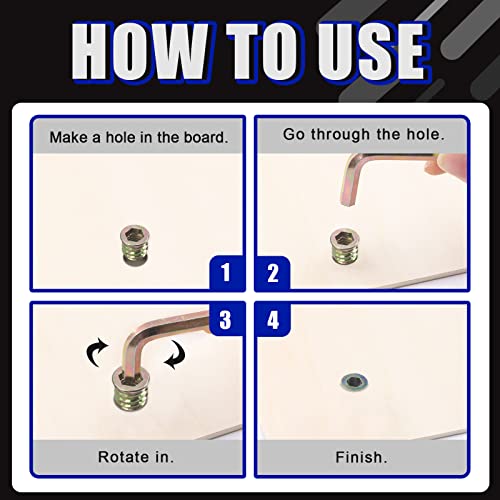 Glarks 134Pcs 1/4"-20 5/16"-18 Furniture Screw in Nut Threaded Inserts Assortment Kit, 10/12/15/20/25mm Wood Inserts Bolt Fastener Connector Hex Socket Drive with Twist Drill and Hex Wrench Set
