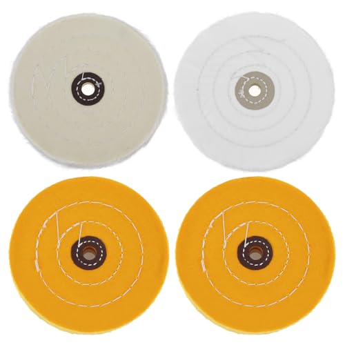 QWORK Polishing Wheel Kit for Bench Grinder - 8 Pack 6" Cotton Buffing Wheels with 1/2" Arbor Hole - Ideal for Metal, Wood, and More