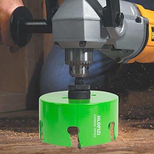6-1/4 Inch Carbide Tipped Hole Saw Recessed Lights Multi-Material Hole Cutter with Arbor for Wood, Drywall, Plastic, PVC, Fiberglass, 5X Faster, Green 6-1/4 In.