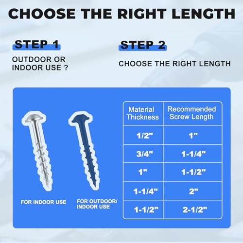 Pocket Hole Screws #8 x 1-1/4", 700PCS Coarse Thread, Zinc Plated #8 X 1-1/4" 700