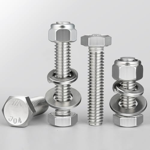 (18 Sets) 3/8-16 x 2-1/2" Hex Head Screw Bolt,Lock Nuts,Flat & Lock Washers Kits,304 Stainless Steel 18-8,Fully Threaded 3/8-16 x 2-1/2"