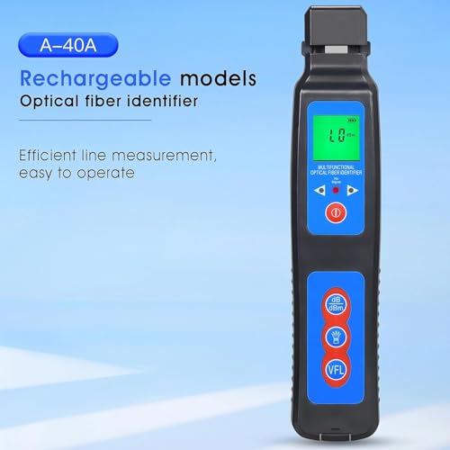 Rechargeable Live Fiber Optic identifier A-40A 800~1700nm wavelength Response Range,for 0.25 0.9 2.0 3.0mm, Single/Multi-Mode Universal, with LED Function and 1 FC-LC Adapter