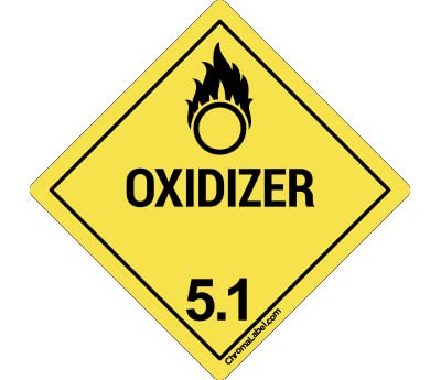ChromaLabel 4 by 4 Permanent Durable Square D.O.T. Hazard Labels, Hazard Class 5.1 Oxidizer Label, 100/Roll 4" x 4"