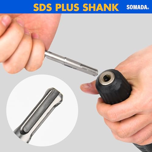 SOMADA 1-1/8 in x 18 in SDS Plus Rotary Hammer Drill Bit, Concrete 1-1/8"x18"
