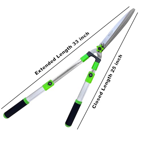 Extendable Hedge Shears - Professional Garden Trimmer with Straight Blade, Adjustable Handle for Borders, Bushes & Pruning, Heavy Duty Bush Cutter & Gardening Scissors