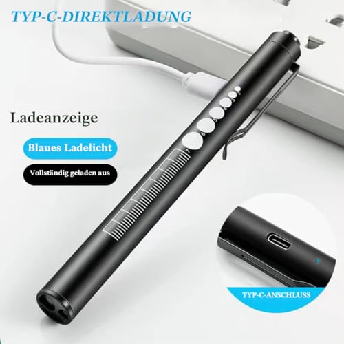 LEKIA Pupil Light Medicine, Diagnostic Light Nurse Emergency Service Accessories with Pupil Meter and Ruler, Rechargeable USB LED Pen Lamp for Nurses Students Doctors 1 Piece, Black
