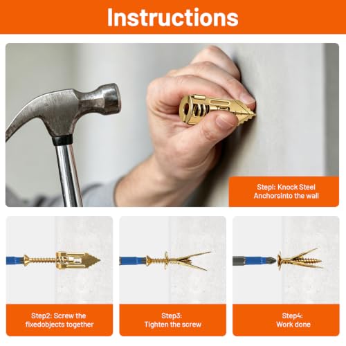 600 PCS Drywall Anchors and Screws Assortment Kit, Heavy Duty Plaster Wall Expansion Wall Plugs Self Drilling Hollow Wall Anchors for Shelves, Pictures, Curtains, TV Brackets