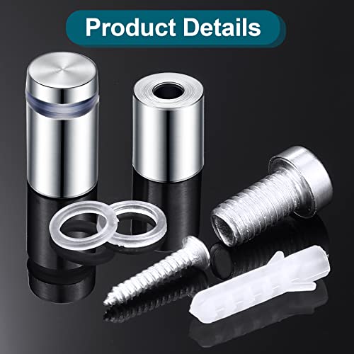 1/2 x 3/4 Inch Sign Standoff Screws Advertising Screws Stainless Steel Wall Standoff Mounts for Glass Acrylic Signs (96 Pieces) 96