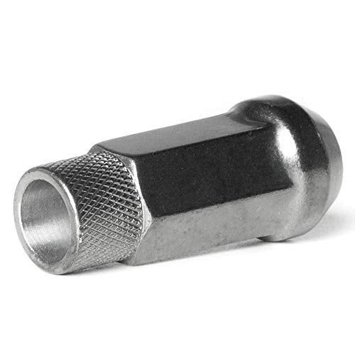 Circuit Performance Forged Steel Extended Open End Hex Lug Nut for Aftermarket Wheels: 12x1.25 Hyper Black - 20 Piece Set + Tool