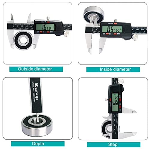 Kynup Caliper, Digital Caliper, Caliper Measuring Tool with Stainless Steel, Easy Switch from Inch Metric Fraction, Large LCD Screen, IP54 Waterproof Protection Design