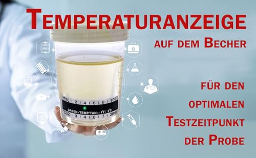 Sterile Urine Cup / Sample Cup Screw Top 120ml with Temperature Indicator Pack of 5