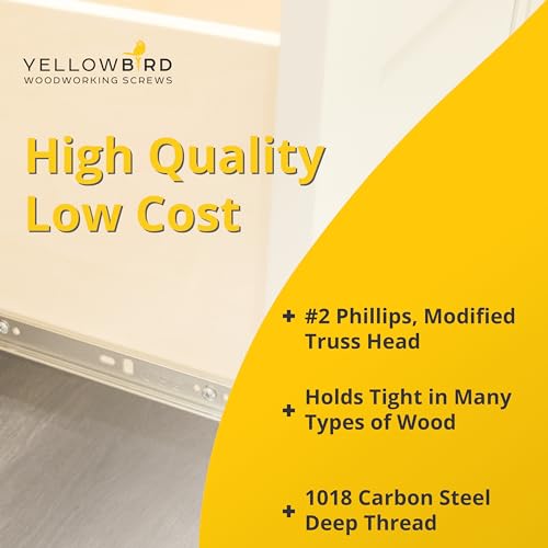 Yellowbird #8 x 7/16" Modified Truss Head - Ball-Bearing Drawer Slide Screw - Phillips Zinc - Bit Included - 1000 Ct.
