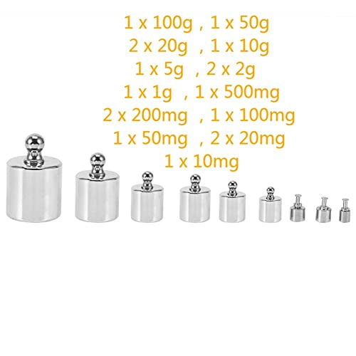 17pcs Calibration Weight Set 10mg-100g Precision Calibration Weight Set with Tweezers for Test Jewelry Scale